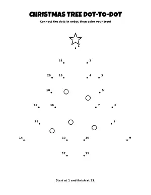 Christmas Tree Dot-to-Dot Printable coloring page – printable line art