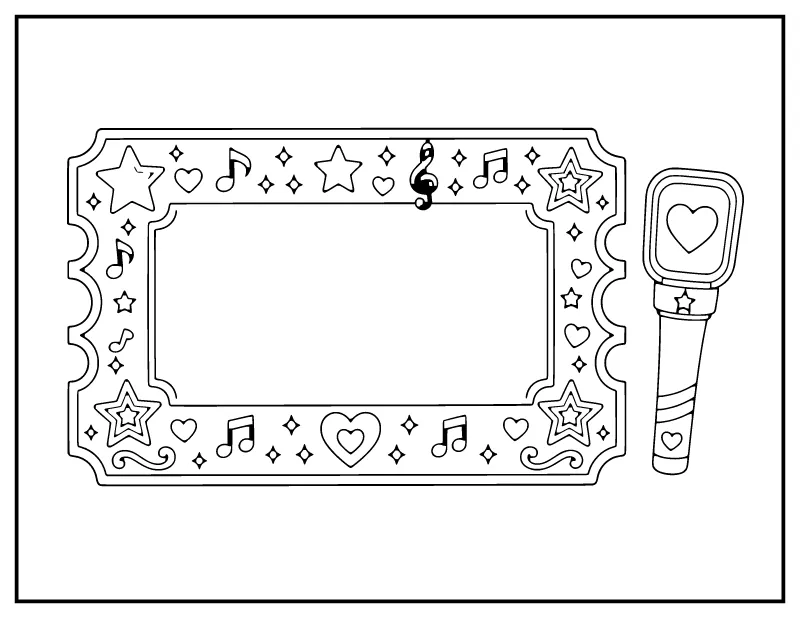Concert Ticket coloring page – printable black and white line art