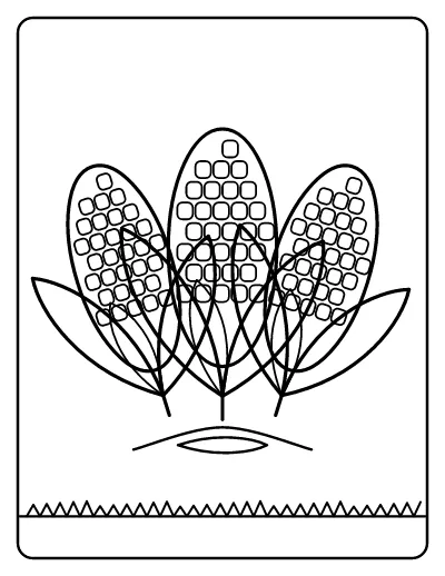Corn on the Cob Harvest coloring page – printable line art