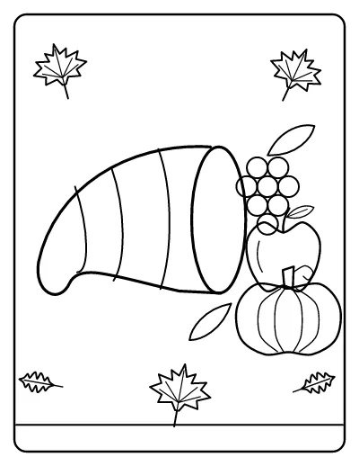 Cornucopia Horn of Plenty coloring page – printable line art
