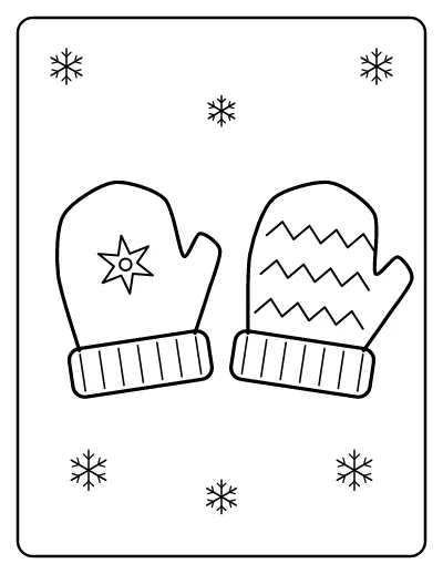Cozy Winter Mittens coloring page – printable line art