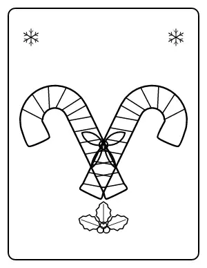 Crossed Candy Canes with Bow coloring page – printable line art