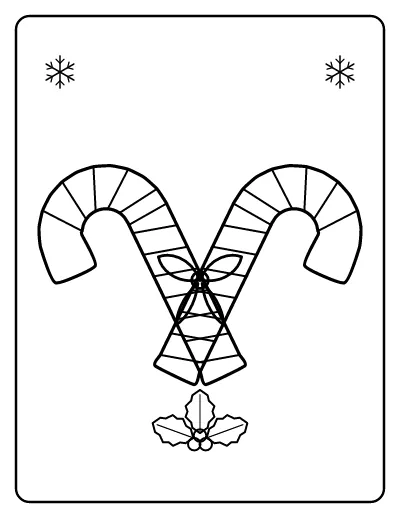 Crossed Candy Canes with Bow coloring page – printable line art