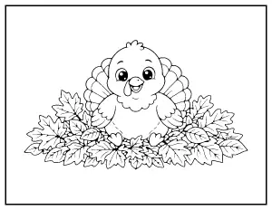 Cute Baby Turkey coloring page – printable line art
