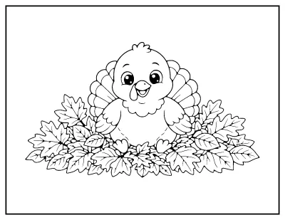 Cute Baby Turkey coloring page – printable line art