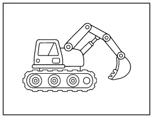 Cute Digger for Toddlers coloring page – printable line art