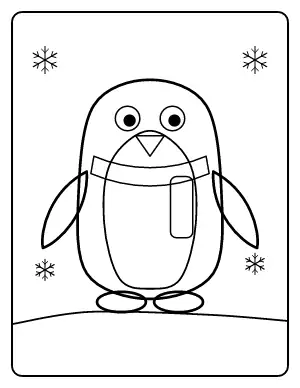 Cute Penguin with Scarf coloring page – printable line art