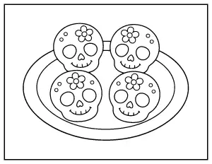 Cute Sugar Skull Candies coloring page – printable line art