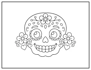 Cute Sugar Skull for Kids coloring page – printable line art