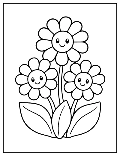 Daisy Flowers for Toddlers coloring page – printable line art