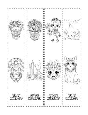 Day of the Dead Bookmarks coloring page – printable line art