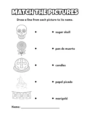 Day of the Dead Matching Worksheet coloring page – printable line art