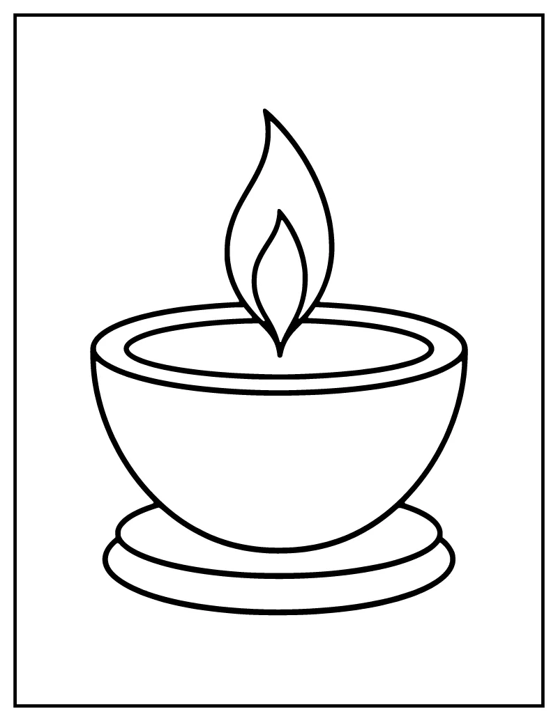 Decorate a Diya Template coloring page – printable black and white line art