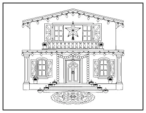 House Decorated for Diwali coloring page – printable line art
