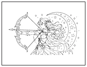 Demon Hunter Archer coloring page – printable line art
