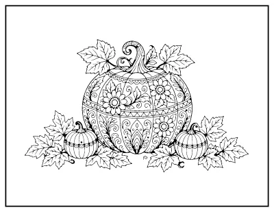 Detailed Halloween Pumpkin for Adults coloring page – printable line art