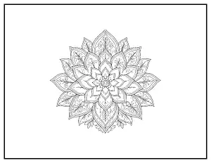Lotus Mandala for Adults coloring page – printable line art