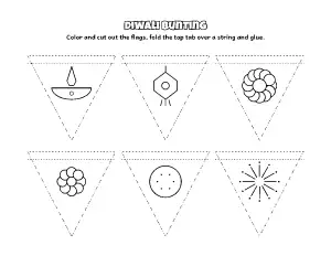 Diwali Bunting (Pictures) coloring page – printable line art