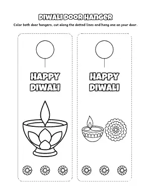 Diwali Door Hanger coloring page – printable line art