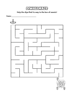Diwali Maze coloring page – printable line art