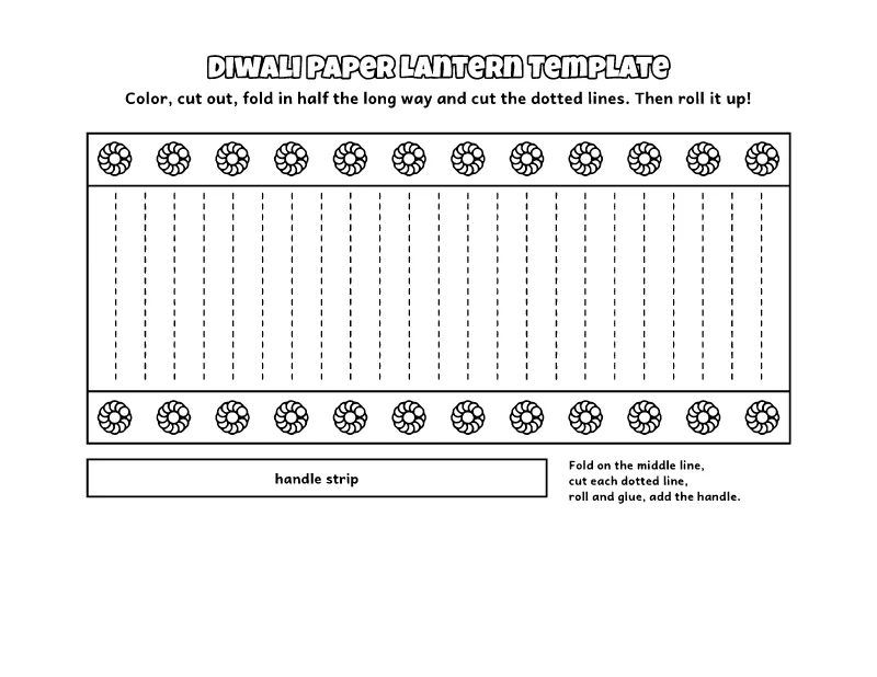 Diwali Paper Lantern Template coloring page – printable black and white line art