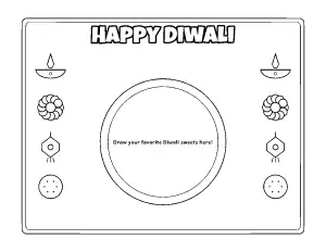 Diwali Placemat coloring page – printable line art