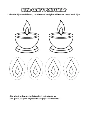 Diya Craft Printable coloring page – printable line art
