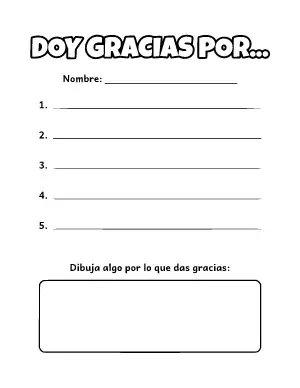 Doy Gracias Por... Spanish Thankful Worksheet coloring page – printable line art