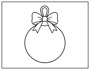 Easy Christmas Ornament with a Bow coloring page – printable line art
