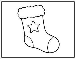 Easy Christmas Stocking with a Star coloring page – printable line art