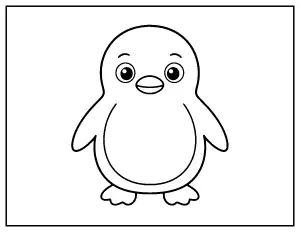 Easy Cute Penguin coloring page – printable line art