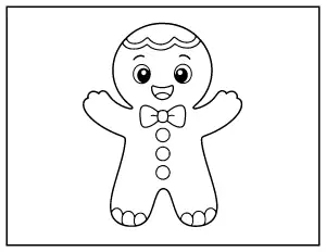 Easy Gingerbread Man coloring page – printable line art
