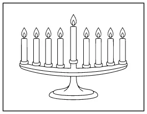 Easy Hanukkah Menorah coloring page – printable line art
