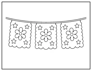 Easy Papel Picado Banner coloring page – printable line art