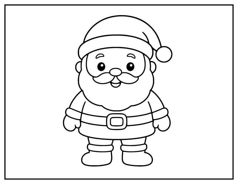 Easy Santa for Toddlers coloring page – printable black and white line art