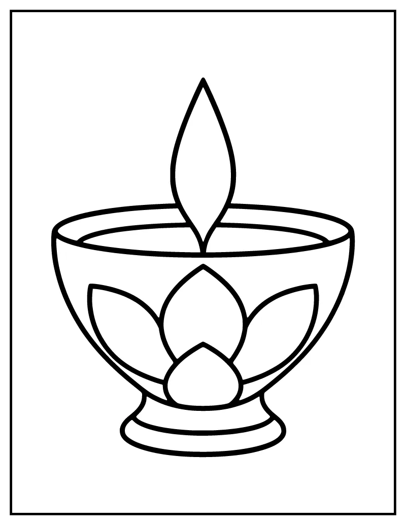 Easy Diya Coloring Page coloring page – printable black and white line art