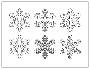 Easy Snowflakes (Six Designs) coloring page – printable line art