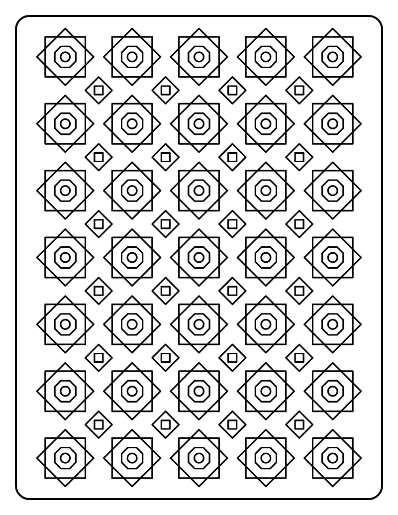 Eight-Point Star Tile Pattern coloring page – printable black and white line art