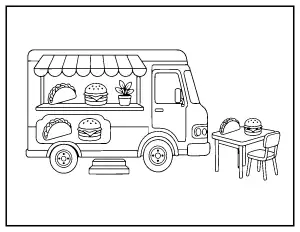 Food Truck coloring page – printable line art