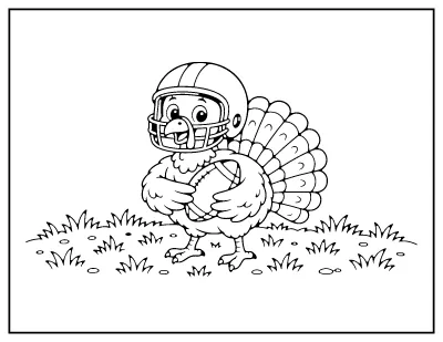 Football Turkey coloring page – printable line art