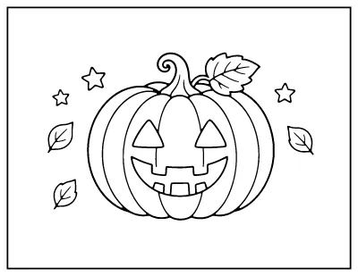 Friendly Jack-o-Lantern coloring page – printable line art