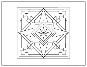 Geometric Rangoli coloring page – printable line art