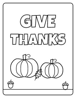 Give Thanks Lettering coloring page – printable line art