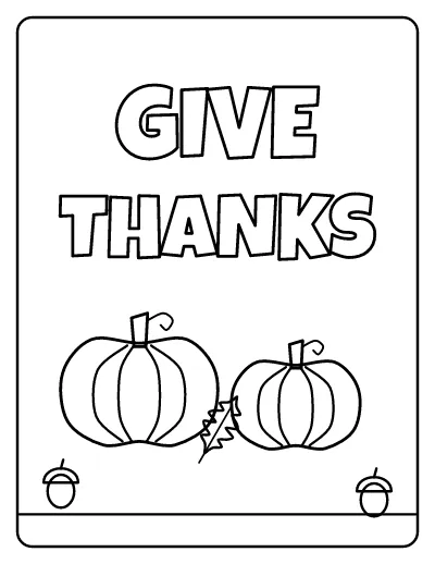 Give Thanks Lettering coloring page – printable line art