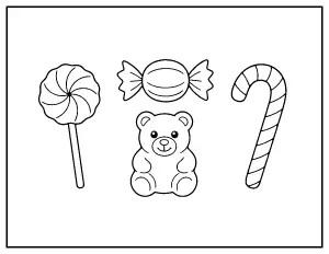 Halloween Sweets Collection coloring page – printable line art