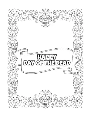 Happy Day of the Dead Card coloring page – printable line art