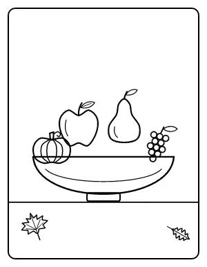 Harvest Fruit Bowl coloring page – printable line art
