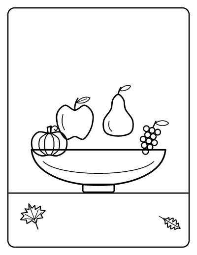 Harvest Fruit Bowl coloring page – printable line art