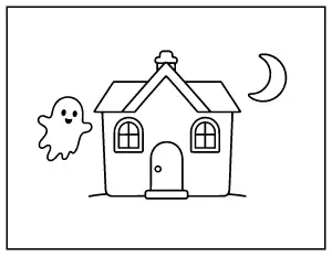 Simple Haunted House coloring page – printable line art