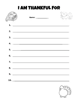 I Am Thankful For List Printable coloring page – printable line art